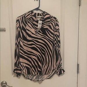 Finley Black and Cream Zebra Print Blouse